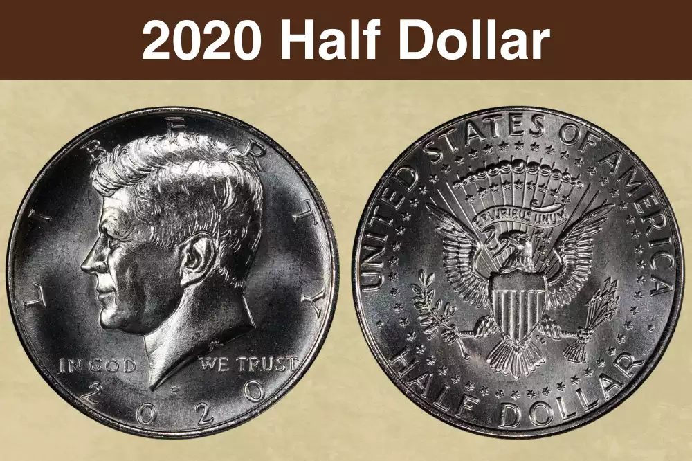 Comparison of normal 2020 Kennedy Half Dollar obverse lettering versus Doubled Die Obverse DDO example showing distinct doubling